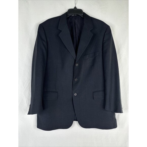 Luciano Natazzi Wool Cashmere Blend Blazer Mens Size 42 Blue Plaid Check - Picture 1 of 16